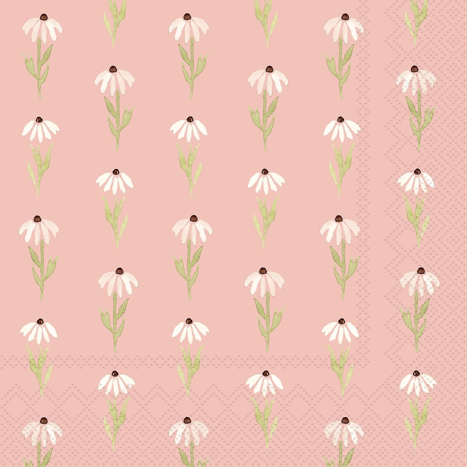 IHR Ideal Home Range Party Napkins Disposable 3-Ply Paper Lunch Napkin Pack, 6.5" x 6.5", Pink Daisy, 20-Count