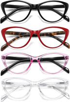 4 Pack Fashion Cat Eye Reading Glasses for Women, Computer Blue Light Blocking Readers Anti Glare Eyeglasses +0.75