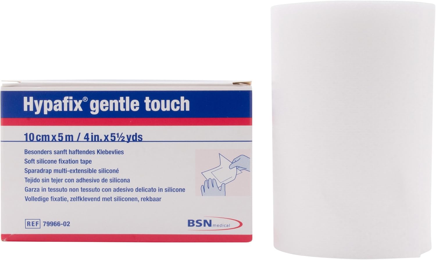 Leukoplast Hypafix Skin Sensitve Soft Silicone Wide-Area Fixation, 4 in. × 5.5 yd. (10 cm × 5 m), 1 Roll