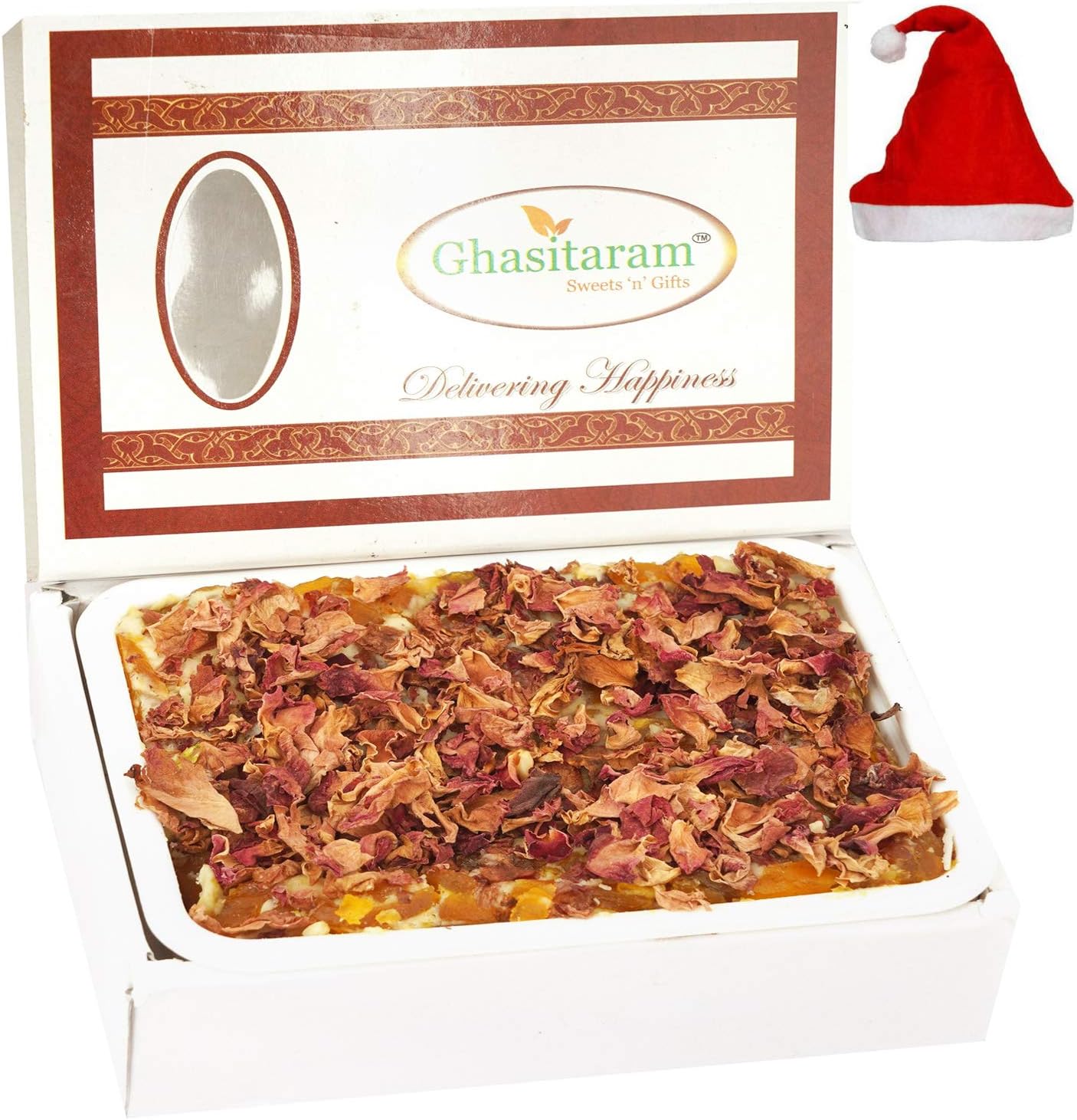 Ghasitaram Gifts Christmas Gifts - Mango Chocolate Rose Petal Mithai Cake