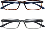 OPULIZE SEE Blue Light Blocking Glasses for Women and Men, Narrow Frame, Spring Hinges, Anti-Reflective Computer Glasses, Brown,Grey (Pack of 2)
