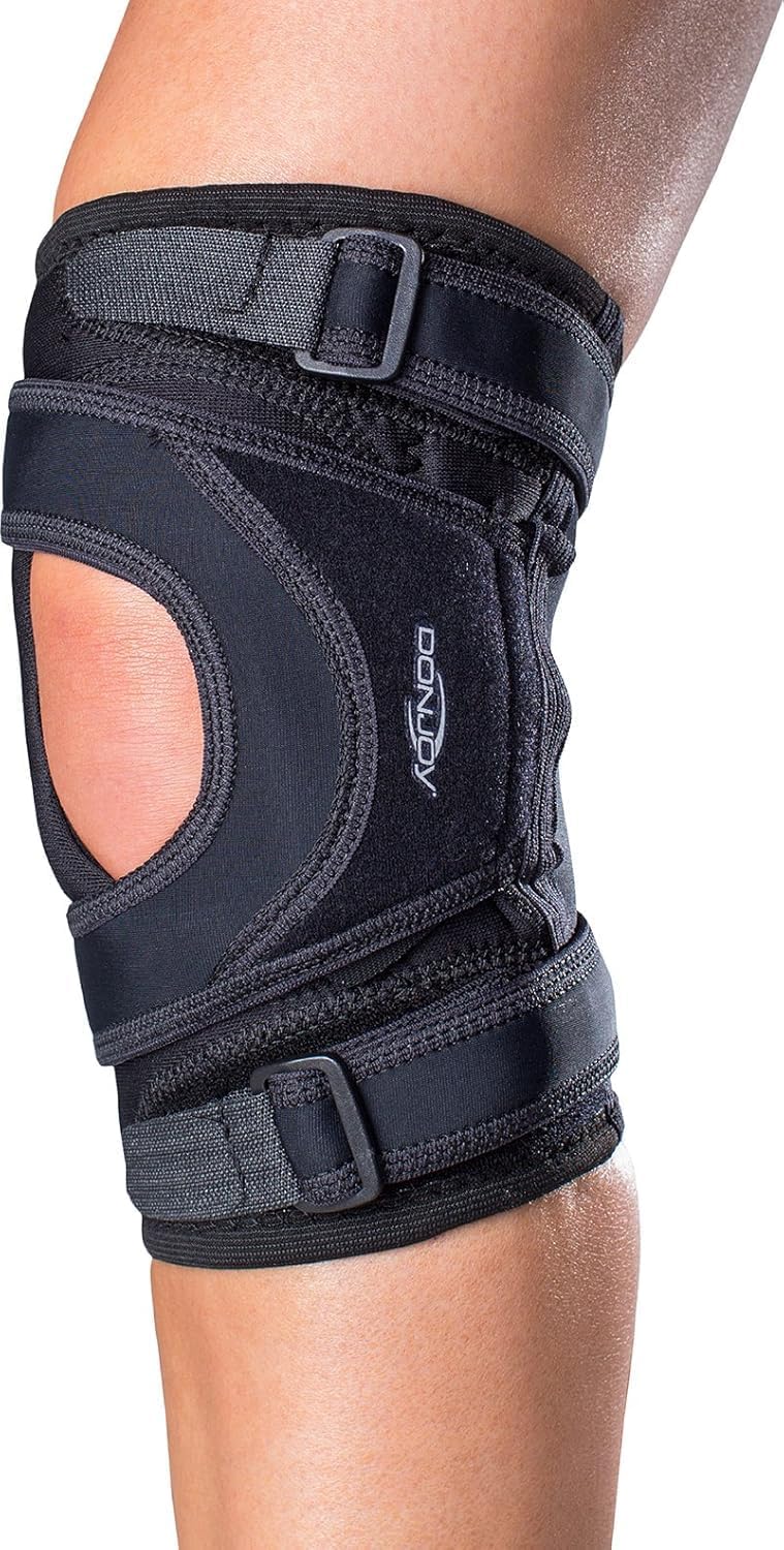 DonJoy Tru-Pull Lite Knee Support Brace for Women and Men | Adjustable Compression Knee Braces and Elastic Supports for Patellar Dislocations, Small, Left