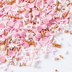 Dye Free Sprinkles Pink No Artificial Dyes Natural Confetti Pearl Sugar Gold Jimmies Valentines Sprinkles for Cake Decorations Baby Shower, Cookies, Fondant Cake, Dessert Toppings, 4.2oz