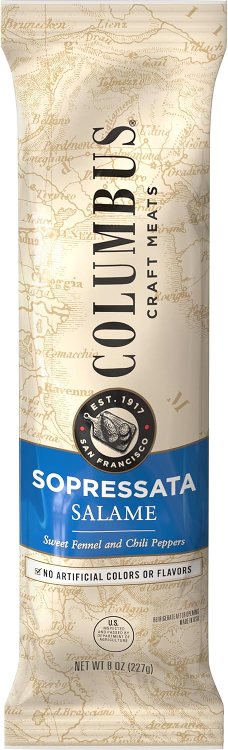 COLUMBUS Sopressata Salmi, Charcuterie Meat, 8 oz Stick