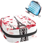 Sanitary Napkin Storage Bag, Zipper Period Pouch for Teen Girls Women, Portable Menstrual Tampons Collect Bags Eiffel Tower Love Heart