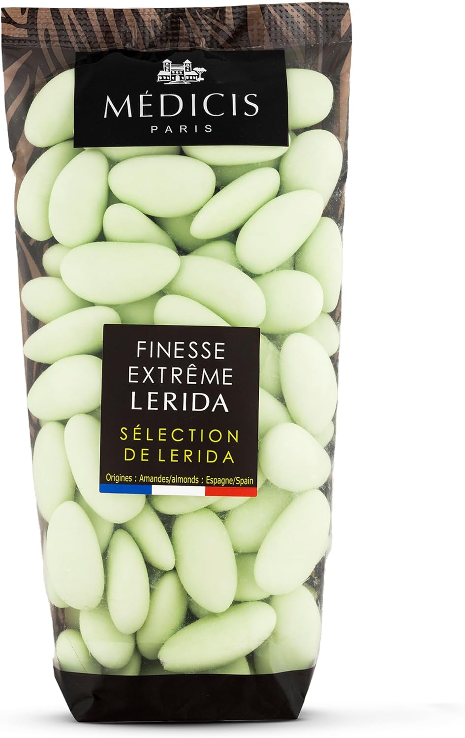 Medicis Premium Candied Almond Dragees (French Jordan Almonds) Sugar Coated Candies Ideal as a Party Favor for Weddings and Baby Showers, 75 Count Bag 8.8oz, Green