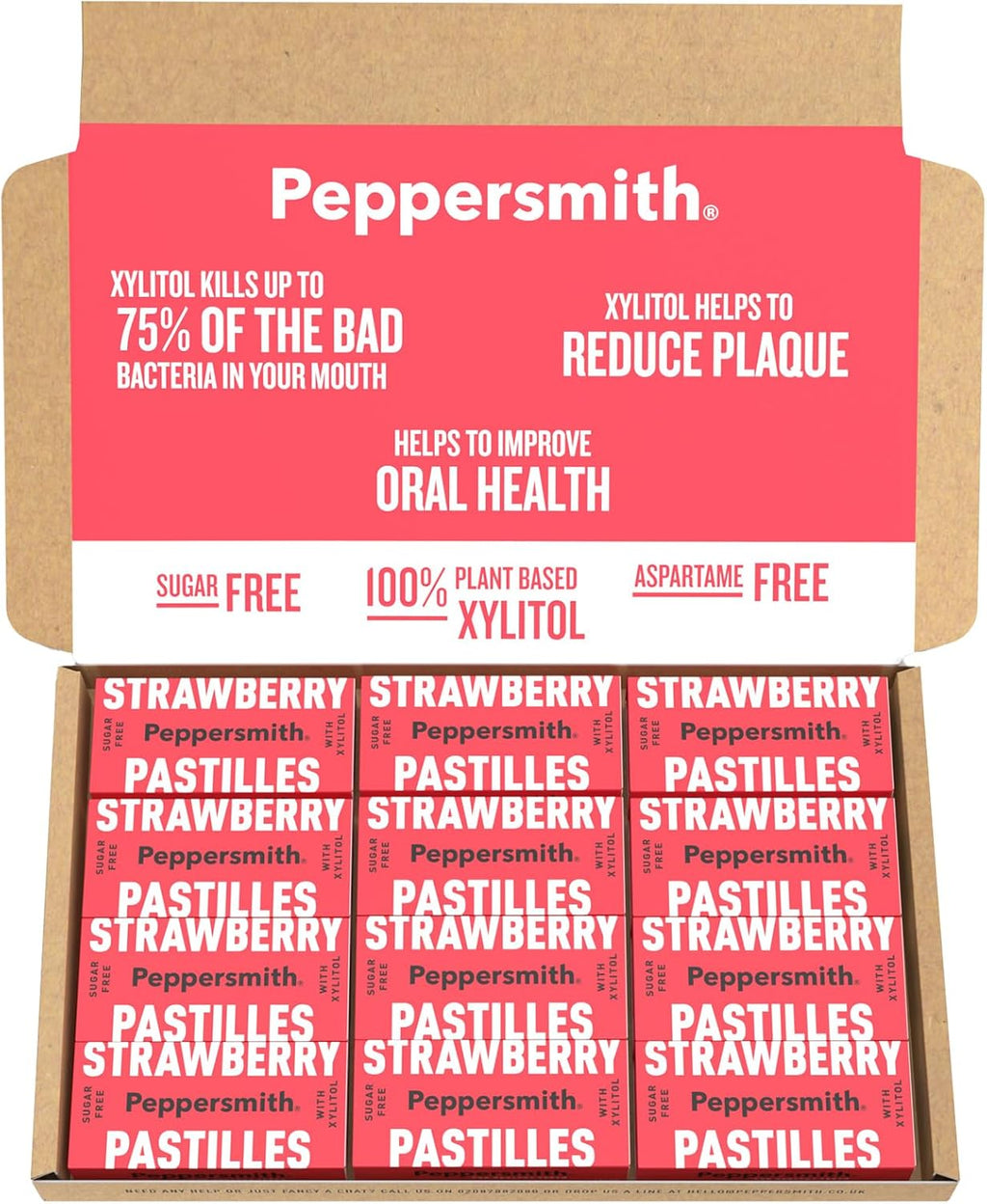 Peppersmith Strawberry Dental Mints 12x15g