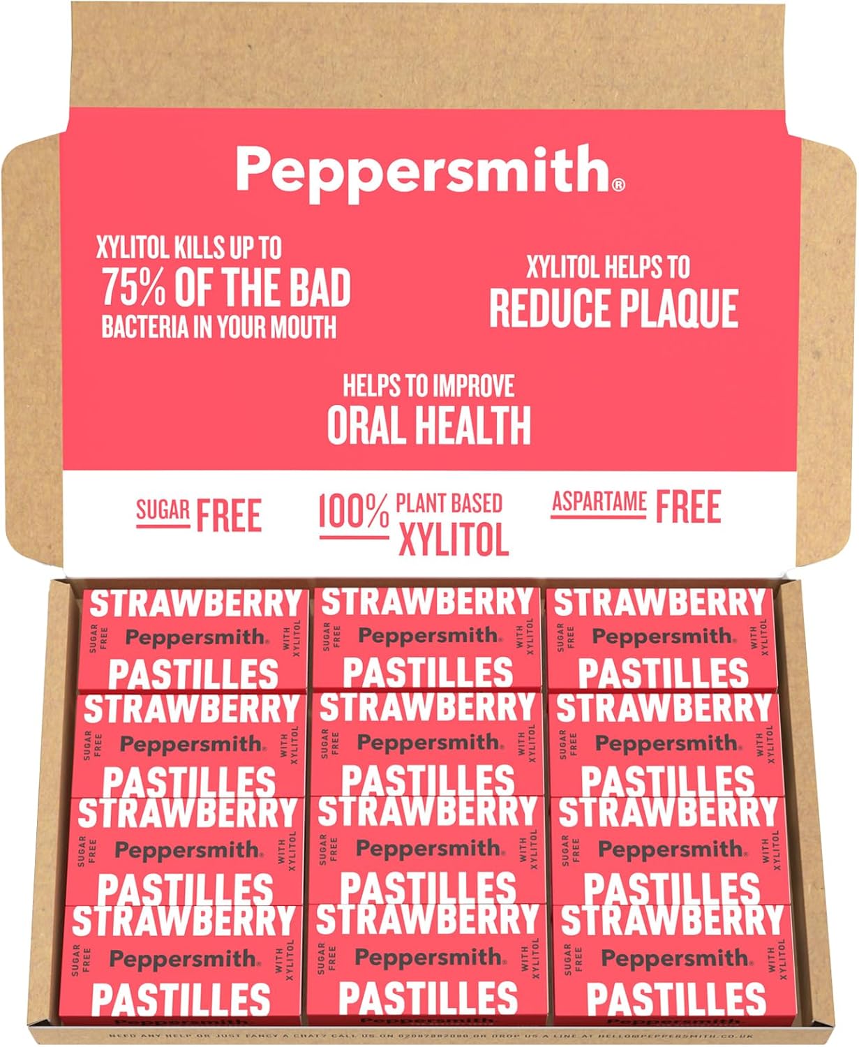 Peppersmith Strawberry Dental Mints 12x15g