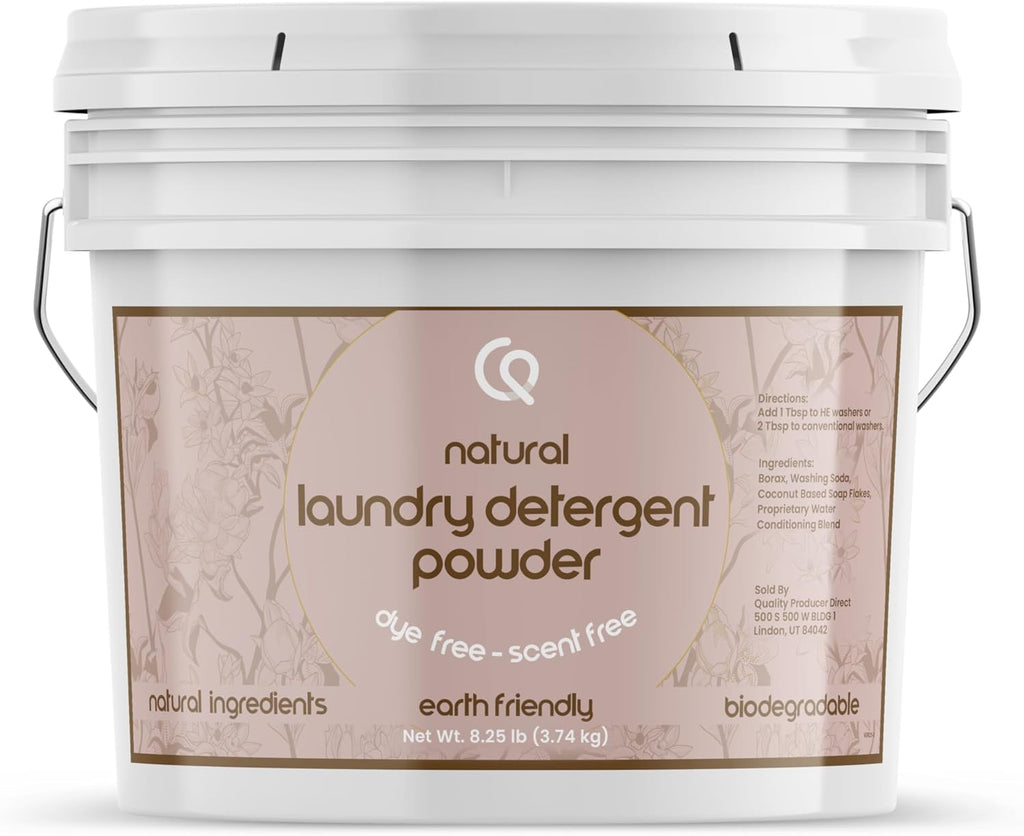 Premium Laundry Soap |1 Gallon |6 lb, Powdered, No Added Fragrance or Brightener, Gentle on Skin, Safe & Non-Toxic, HE Safe, Concentrated Cleaning Power, Resealable Bucket with Scoop Included