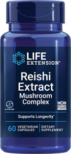 Life Extension Reishi Extract Mushroom Complex - Mushrooms Herbal Supplement for Immune Support – Ganoderma Lucidum Extract - Gluten-Free, Non-GMO, Vegetarian – 60 Capsules