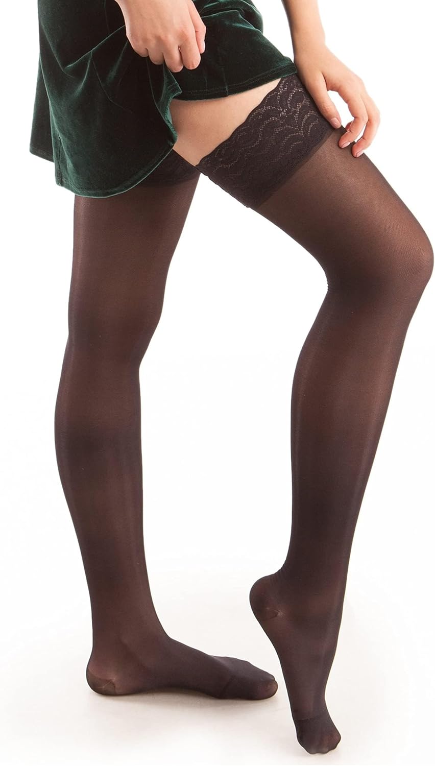 ITA-MED Sheer Thigh High Compression Stockings for Women, 20-30 mmHg Medical Compression Socks, Closed Toe