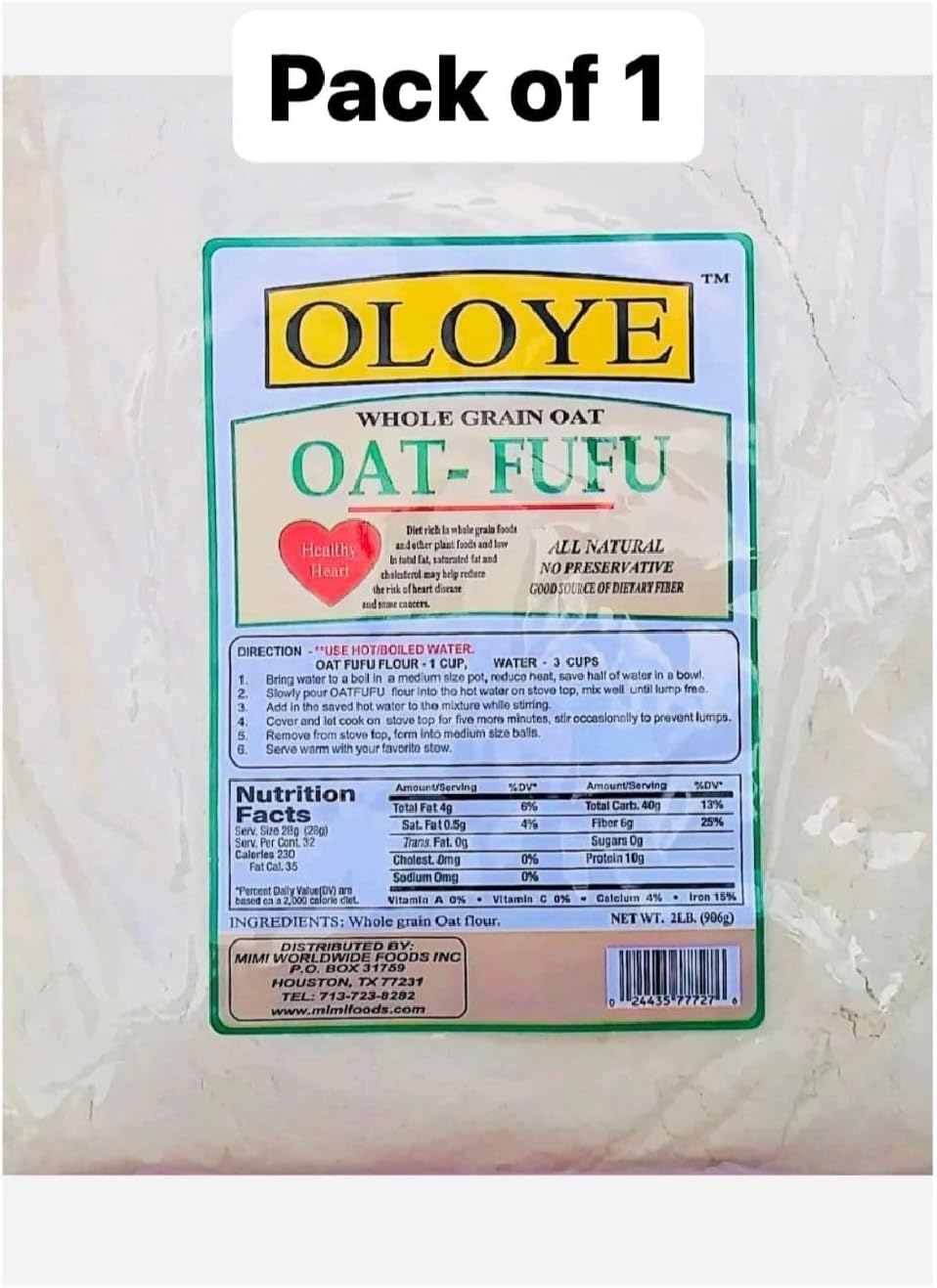 OLOYE Oat FuFu 4LB, 3 Count