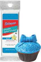 Bakerpan Premium Rolled Blue Fondant for Cake Decorating, Vanilla Flavor - 4.4 Ounces (Made in USA)