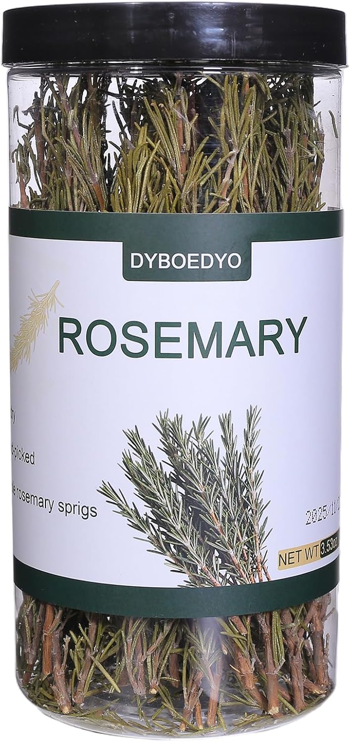 DYBOEDYO Dried Whole Rosemary Sprigs, 3.53oz(100g), 50~70 Rosemary Fresh Sprigs, Grade Dried Rosemary Sprigs for Baking & Beverages, Spices and Seasonings for Cooking Red Wine, Frying Steak, Pasta and Western Cuisine