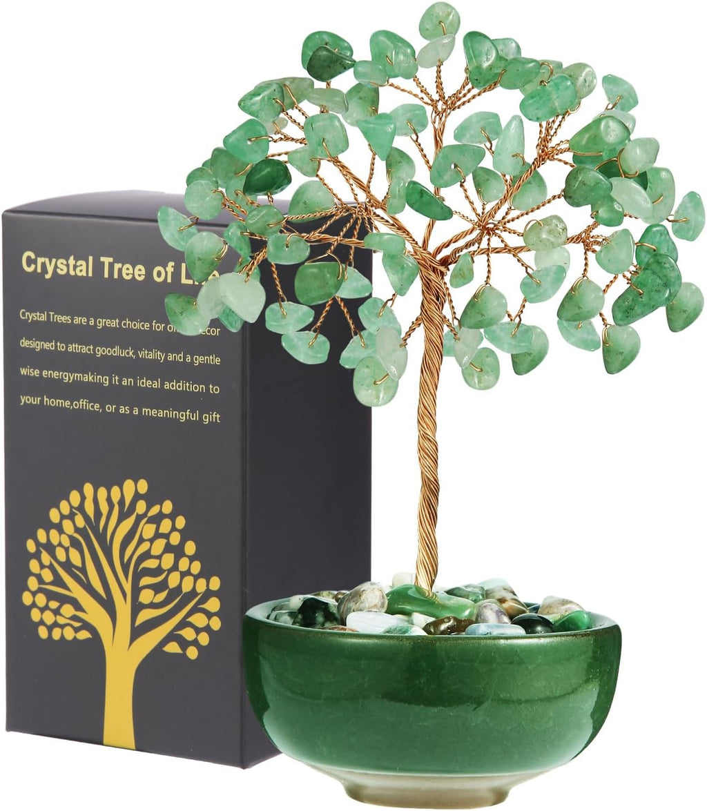 Handcrafted Green Aventurine Abundance Tree with Ceramic Base,5 Inch Natural Crystal Feng Shui Bonsai for Prosperity,Harmony & Energy Flow,Premium Healing Stone Decor for Home & Sacred Spaces