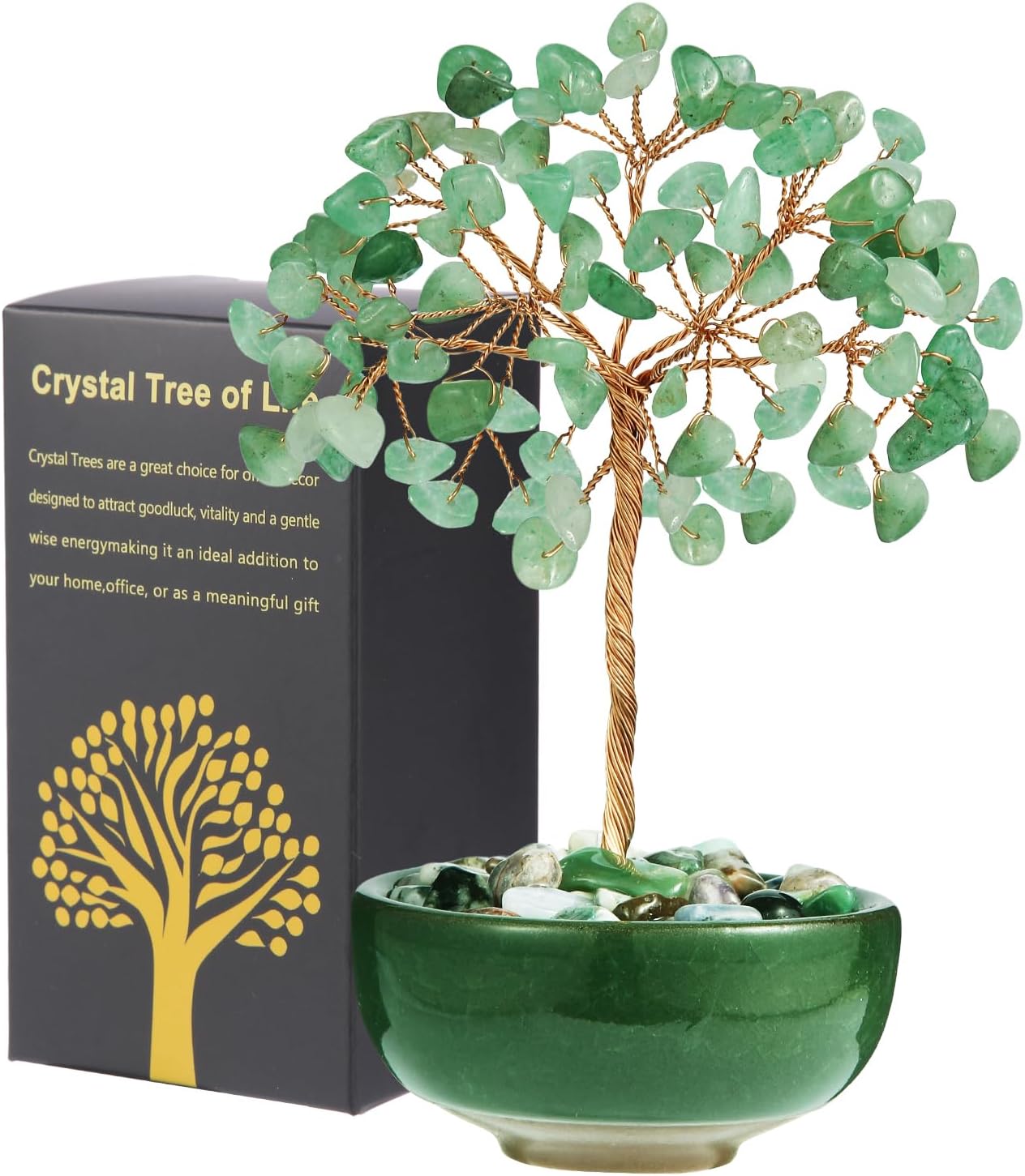 Handcrafted Green Aventurine Abundance Tree with Ceramic Base,5 Inch Natural Crystal Feng Shui Bonsai for Prosperity,Harmony & Energy Flow,Premium Healing Stone Decor for Home & Sacred Spaces