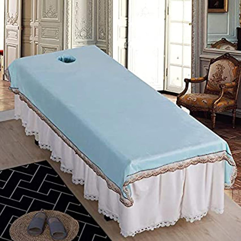 Beauty Bed Cover with Face Hole Anti-Slip Massage Table Pads Pure Color Spa Treatment Massage Sheet Set Fitted Massage