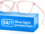 Gaoye Transparent Pink Blue Light Glasses for Computer & Gaming - Anti UV Ray Lenses, Scratch-Resistant & Comfort Fit