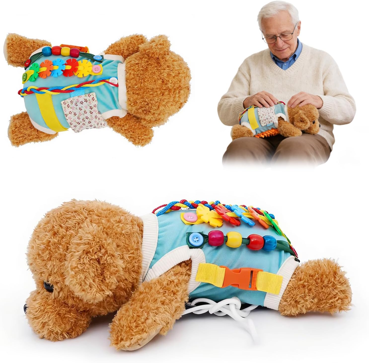 Fidget Sensory Blanket for Dementia Alzheimer’s Elderly Adults - Anxiety Relief Activity Mat, Calming Touch Therapy for Seniors, Adult Fidget Toys for Restlessness and Cognitive Engagement