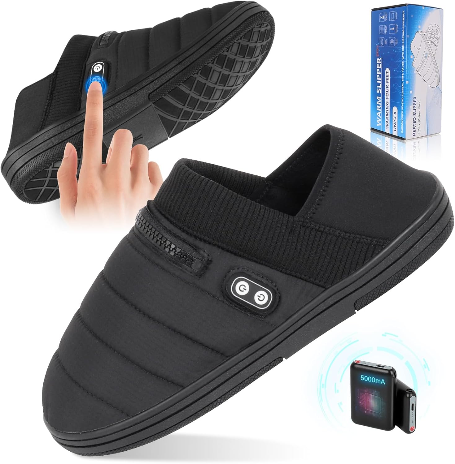Heated Slippers, BIAL Unisex Electric Heating Pad for Feet, Rechargeable Battery Shoes Heat Foot Warmer Feet Warmer Winter Slipper Cold Weather Slippers for Men Women