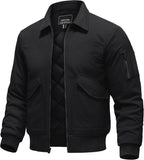 TACVASEN Men's Bomber Jacket Thick Quilted Jackets Zip Up Water Repellent Windproof Winter Warm Coat with 6 Pockets