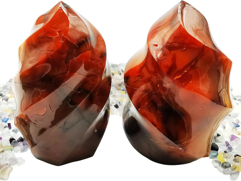 Healing Carnelian Crystal Tower Hand Carved Natural Carnelian Flame for Home Decoration Polished Red Agate Crystal Torch 1pc (100g/（4-5cm）)