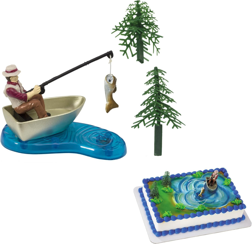 DecoPac Fisherman with Action Fish DecoSet Cake Decoration, 3 Piece Set, (16334)