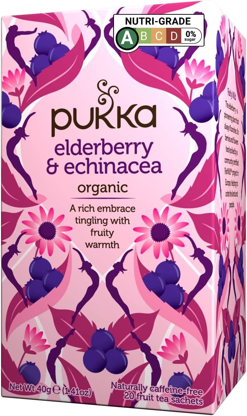 Pukka Organic Elderberry & Echinacea with Elderflower Tea - 20 Tea Bags
