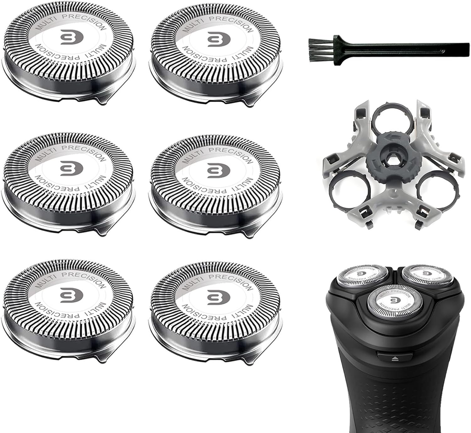 SH30 Replacement Heads Compatible with Philips Shavers Series 1000, 2000 And 3000, Replacement Blades for Norelco 3000 with 6pcs Blades And 1pcs Retaining Ring