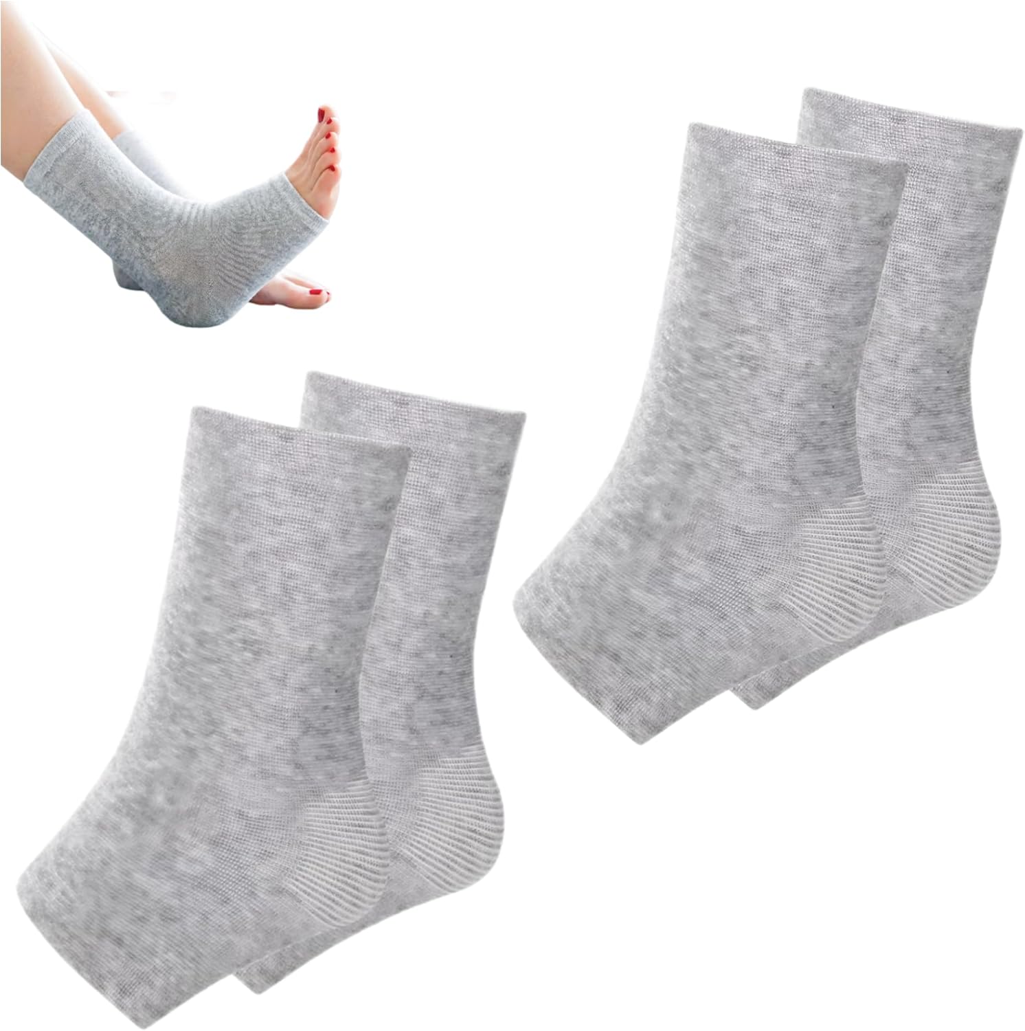 2 Pairs Bamboo Anti Fatigue Socks, Bamboo Ankle Brace Protection Socks Compression Sleeve Ultra Soft Breathable Keep Warm Cold Protection Against Swelling Sprains for Running Travel Work(Grey)