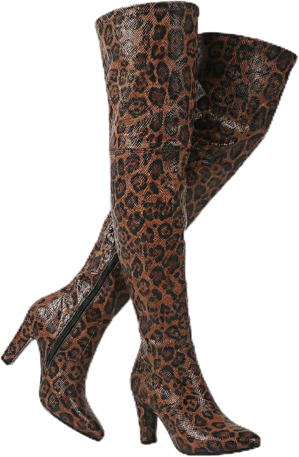 Women Over The Knee Boots, Thigh High Boots with Chunky Heel & Side Zipper,Sexy Fall Boots Leopard & snake patterns