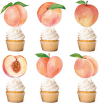 Peach Cupcake Toppers Birthday Party Decorations 48PCS Peach Cupcake Picks Sweet Peaches Fruits Cake Decor for One Sweet Summer Baby Shower Supplies