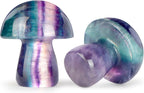 Mini Mushrooms Crystal Mushroom Sculpture Decor Gifts Cute Home Decor Living Room Decorations Fairy Garden Accessories 2Pcs 1.7" Rainbow Fluorite