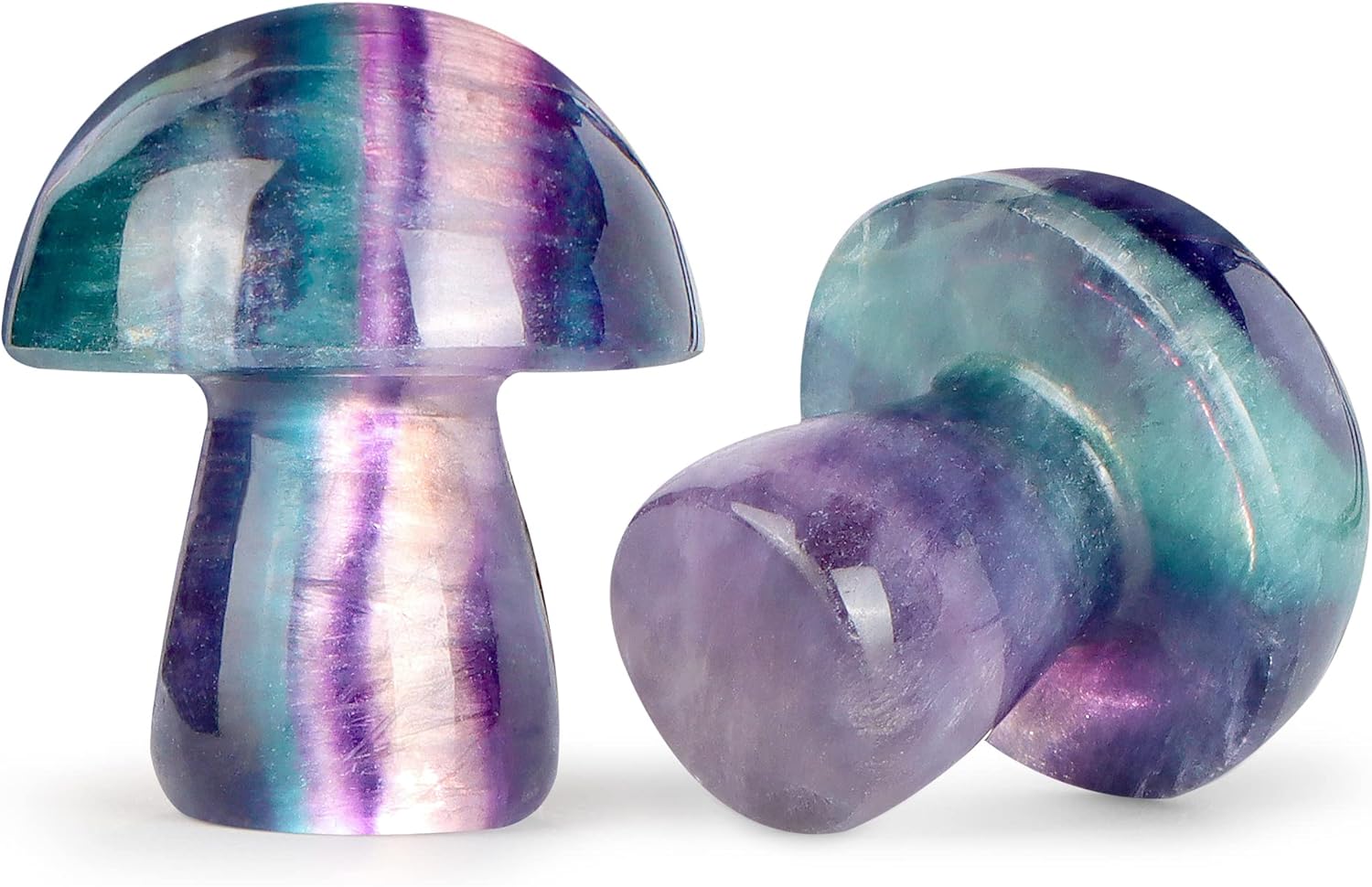Mini Mushrooms Crystal Mushroom Sculpture Decor Gifts Cute Home Decor Living Room Decorations Fairy Garden Accessories 2Pcs 1.7" Rainbow Fluorite