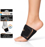 Copper Fit Rapid Relief Plantar Fascia Arch Foot Wrap with Hot or Cold Gel Pack, Black, Adjustable
