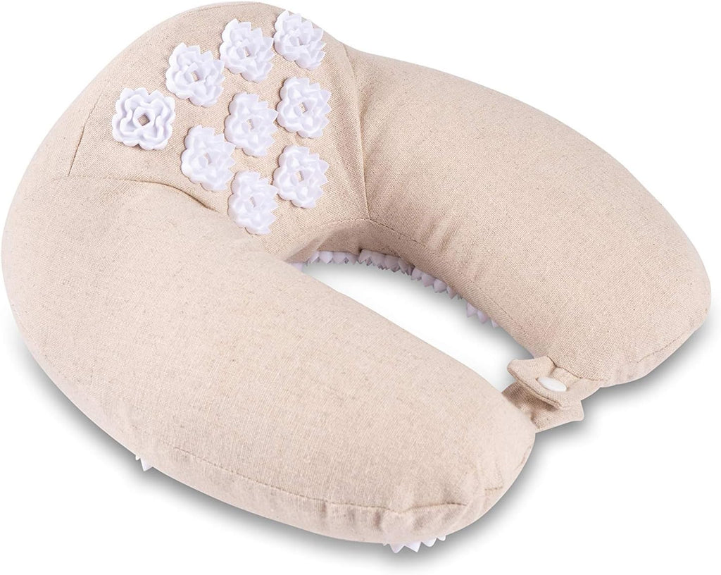 Kanjo Memory Foam Acupressure Neck Pillow - High Density Memory Foam Core - Travel Accessory Pillow - Relieves Neck Pain and Back Pain - Includes Carry Bag