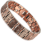 RainSo 99.99% Men Double Row Pure Copper Magnetic Bracelet for Men 3500 Gauss with Gift Box Adjustable