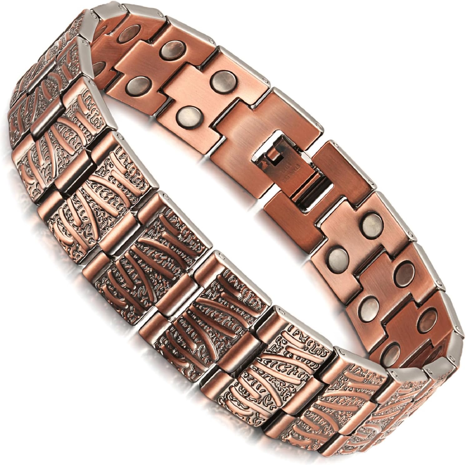 RainSo 99.99% Men Double Row Pure Copper Magnetic Bracelet for Men 3500 Gauss with Gift Box Adjustable