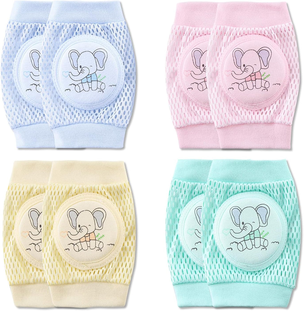 SONARIN 4 Pairs Baby Knee Pads for Crawling,Breathable Baby Crawling Knee Pads Elastic Baby Knee Protectors for Girls Boys