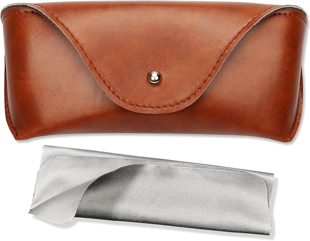 LogHog Portable Leather Glasses Case,Flexible Sunglasses Pouch Slim Case for Women Men Horizontal Eyeglass Case