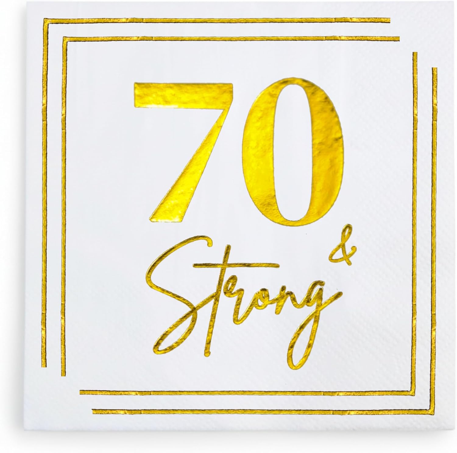 70th Birthday Cocktail Napkins, Gold Paper Napkin for 70 Years Old Bday Party Decorations, Men & Women, Elegant Milestone Celebration Tableware, Fabulous Gift Ideas, 50 Pack
