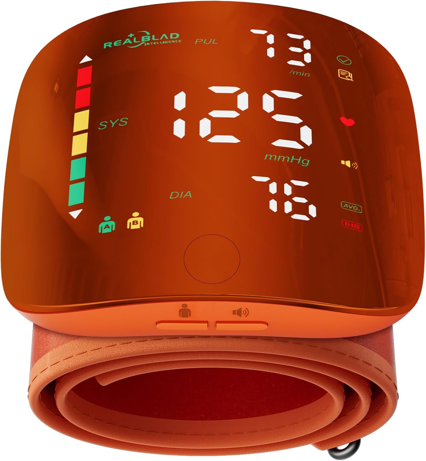 Wrist Blood Pressure Monitor with Led Touch Screen -Adjustable Wrist Blood Pressure Cuff from 5.1 inches to 9.3 inches,Rechargeable Wrist bp Monitor with 99x2 Reading Memory and Carrying Case(Orange)