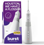 BURST Electric Water Flosser for Teeth Cleaning (3 Modes/White) | Cordless | Plaque Removal Between Braces & Dental Work | Portable Floss | Refillable 110mL Tank