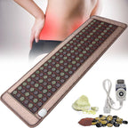 HAILM Automatic Thermostat Far Infrared Jade Amethyst Heat Stone Mat for Full Body, Tourmaline Heating Pad, Electric Stone Heating Mattress Infrared Heat Therapy, Adjustable Temperature