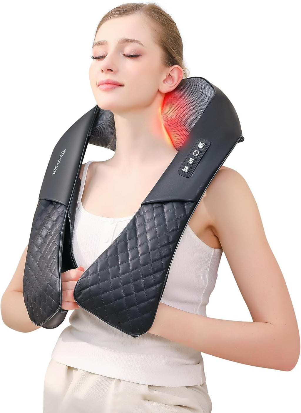 Shiatsu Neck and Back Massager with Heat for Pain Relief Deep Tissue, YoooJOY Electric 4D Kneading Massage Pillow for Shoulder, Leg, Body Muscles, Home/Office/Car Use, Best Gifts for Men/Women/Mom/Dad