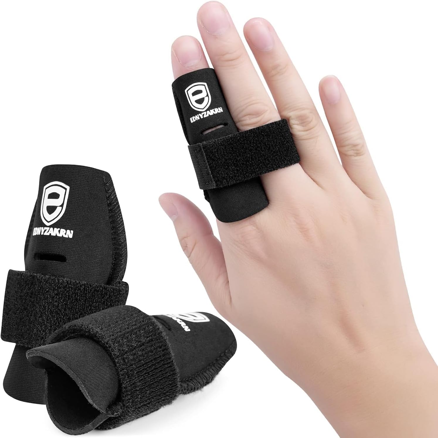 2 Pack Finger Sleeves Protectors, Finger Buddy Bands Adjustable Trigger Finger Brace Splint Support for Sport Basketball Volleyball Tennis Baseball