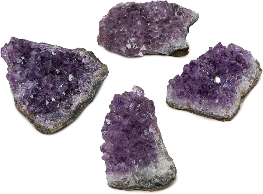 Set of 3 to 7 Natural Amethyst Druzy Clusters (0.75 lb) – Raw Crystal Geodes for Meditation, Reiki & Home Décor – Spiritual Healing Stones – Handpicked from Uruguay