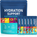 Electrolyte Hydration Powder with Essential Vitamins – Zero Sugar Variety Pack, Single-Serve Stick Packets for Keto & Low Carb – 6 Natural Fruit Flavors (24 Count)