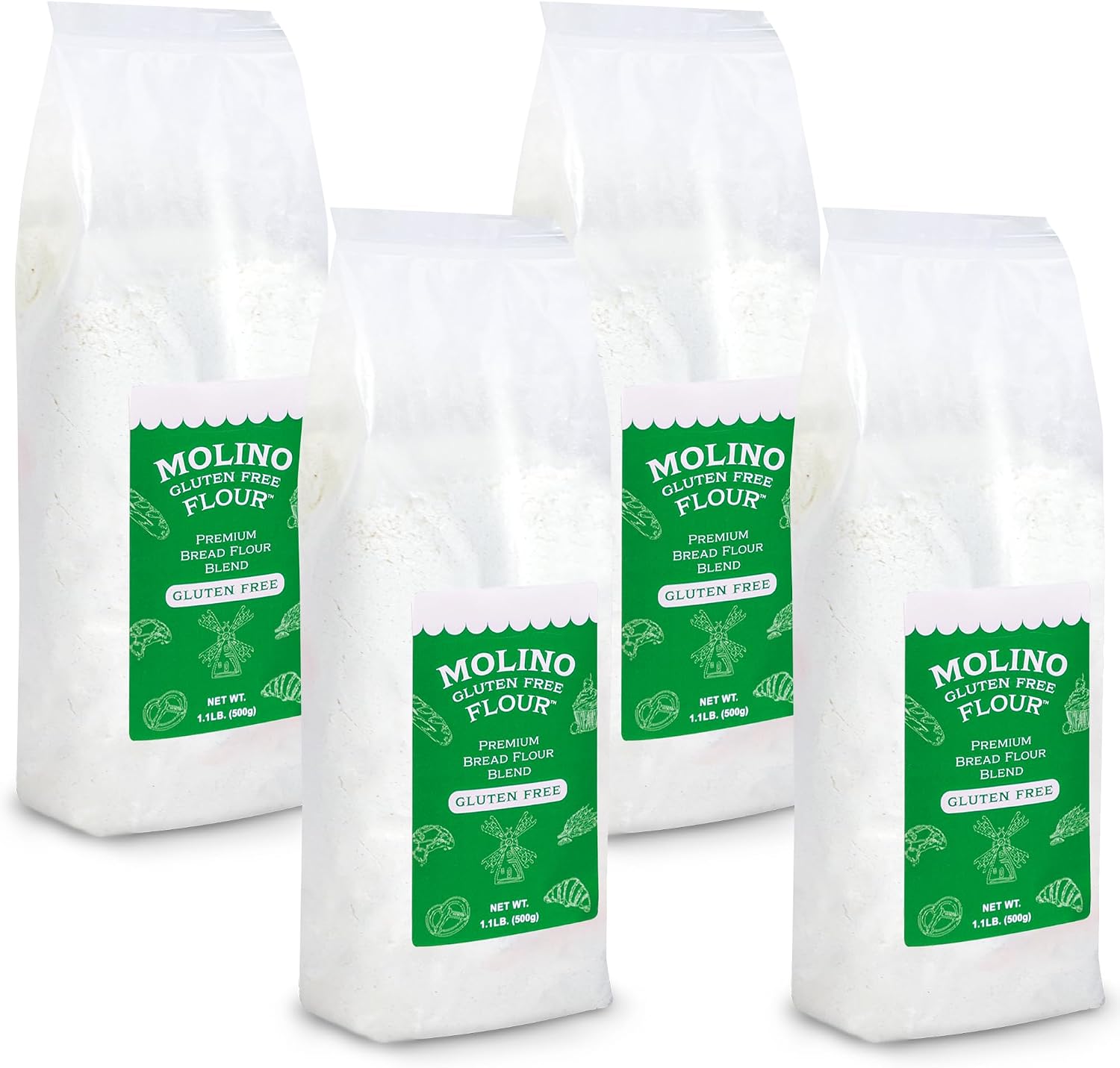 Molino Flour Molino Gluten Free Flour All Purpose Bread Flour 1.1 Pounds Per Bag (4 Pack)