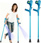 Forearm Crutches for Adults Foldable Knee Patients Mobility aids for Childre and Seniors for with Leg Injury Adjustable Travel Lightweight Walking Stick (Blue Pro)